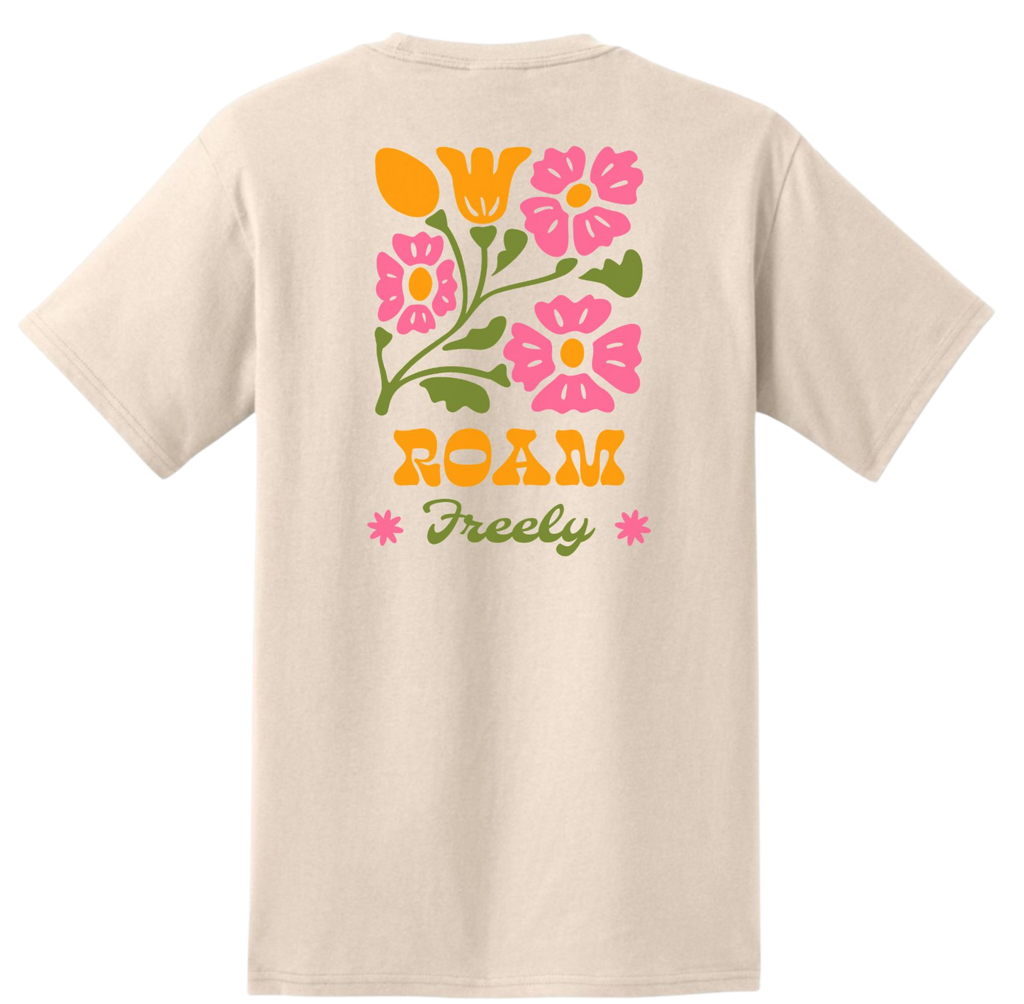 Roam Freely Flower Pocket Unisex Crew Neck T-Shirt