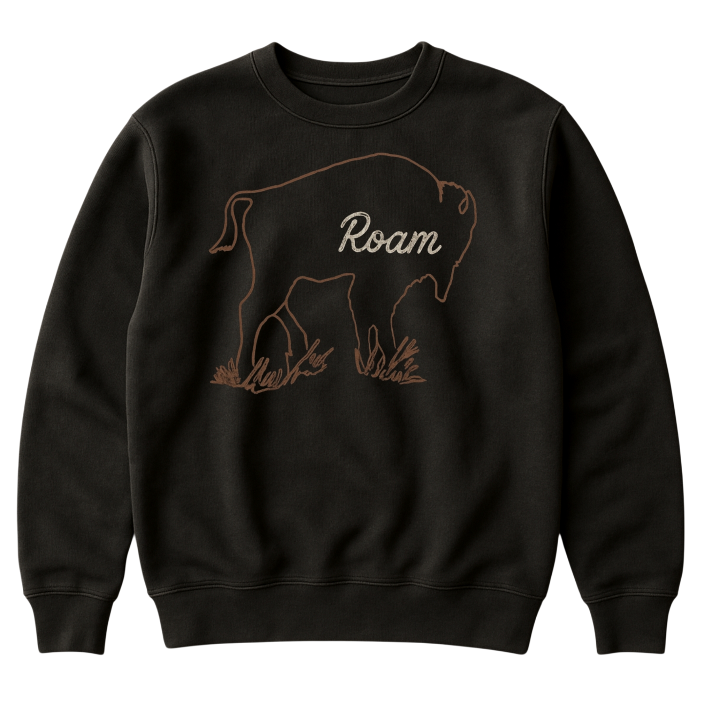 Roam Bison Crewneck Black Unisex Sweatshirt