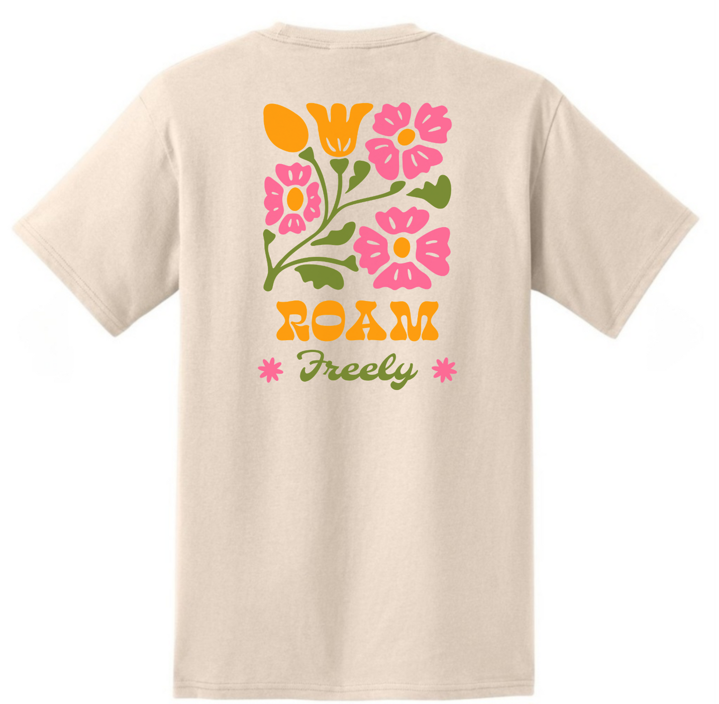 Roam Freely Flower Pocket Unisex Crew Neck T-Shirt