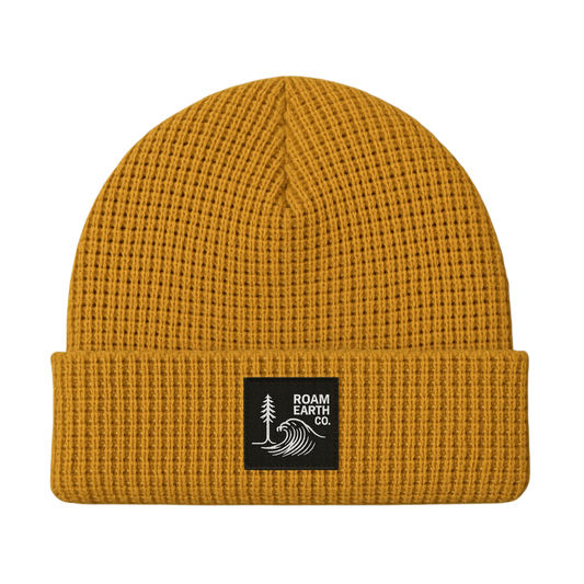 Gorro clásico de lana merino de canalé en color amarillo jengibre