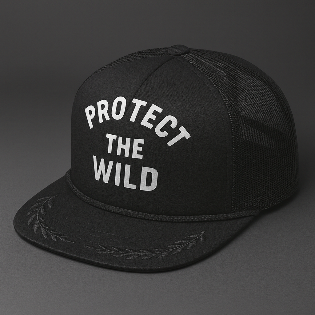 Protect The Wild Black Snapback Trucker Cap