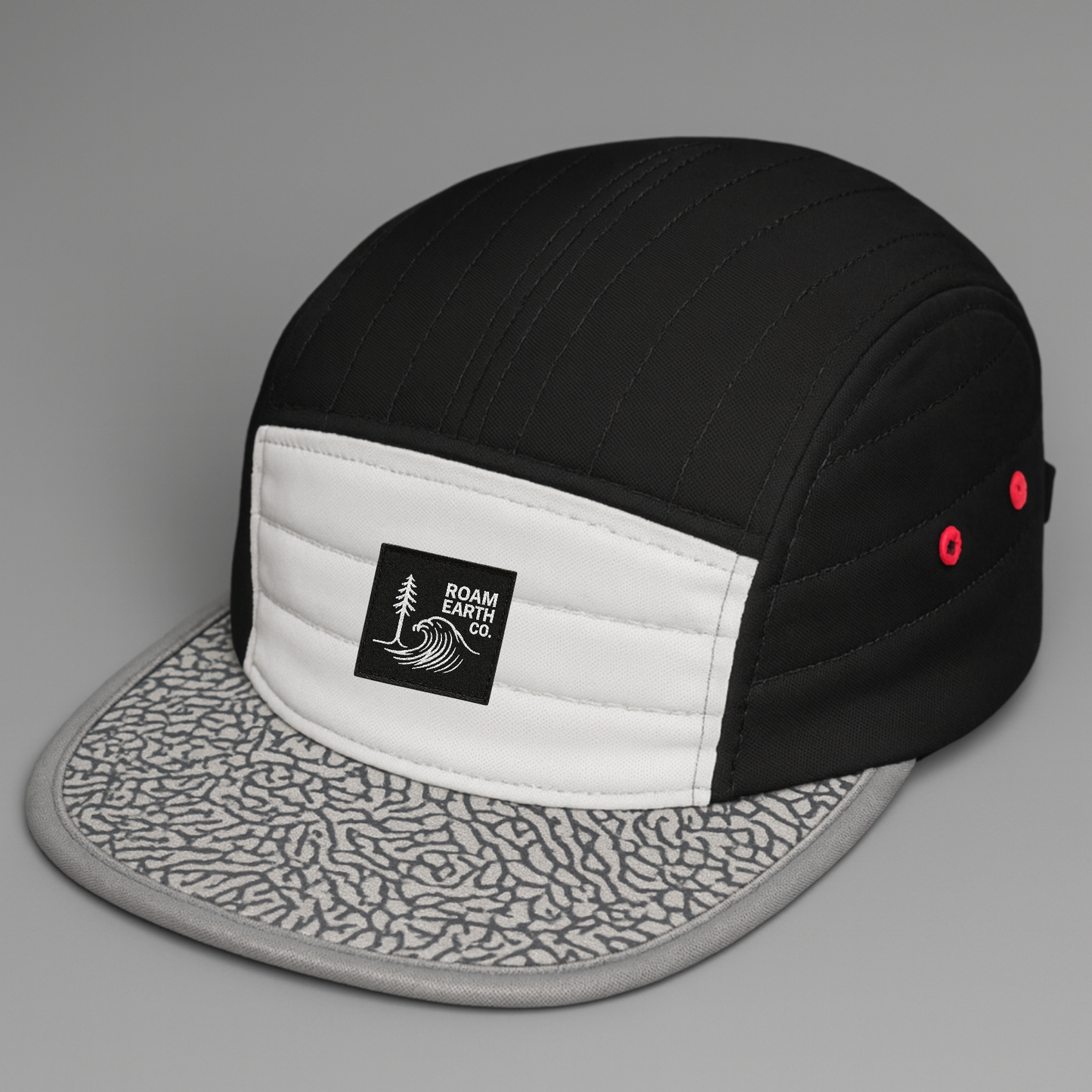 Dawn Patrol 5 Panel Black and White Quilted Cap