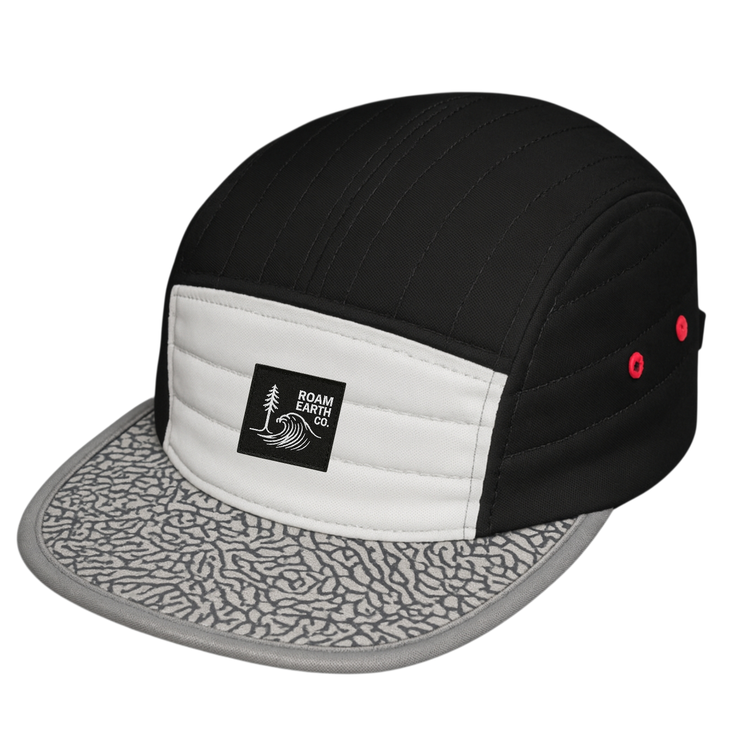 Dawn Patrol 5 Panel Black and White Quilted Cap