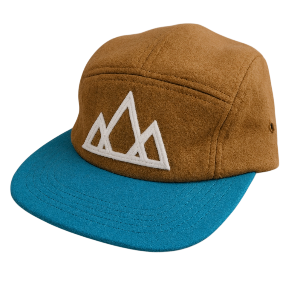 5-Panel Camper Vintage Wool Mountain Cap-Two-Tone Tan & Turquoise
