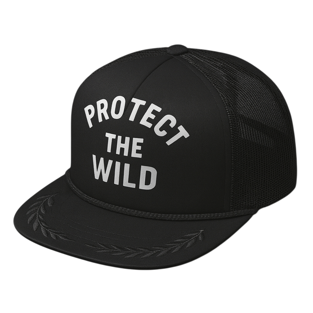 Protect The Wild Black Snapback Trucker Cap