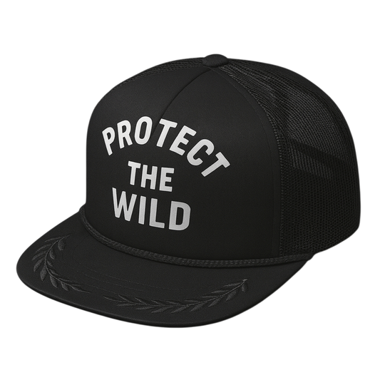 Protect The Wild Black Snapback Trucker Cap