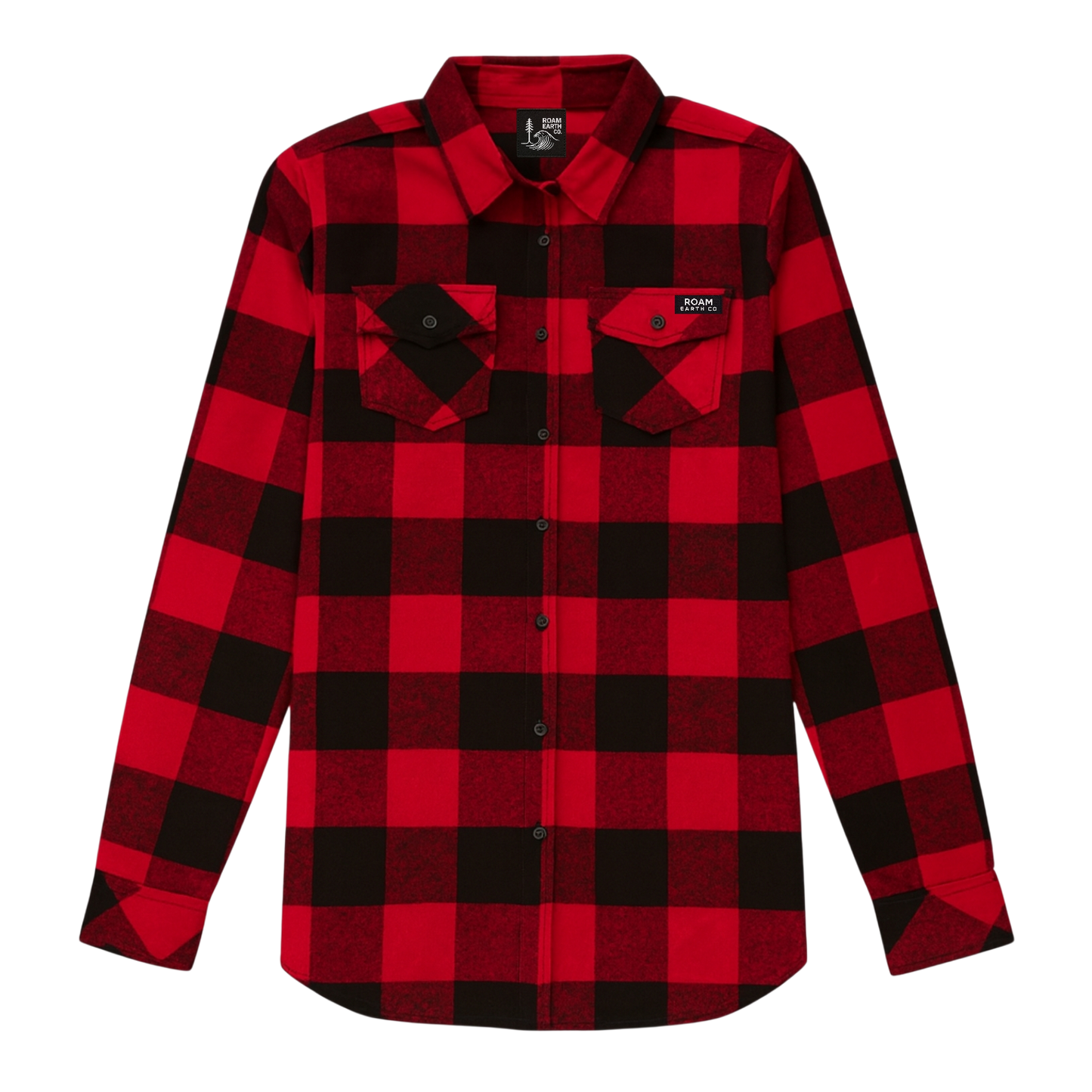 Women's Pocket Flannel Red and Black Shirt