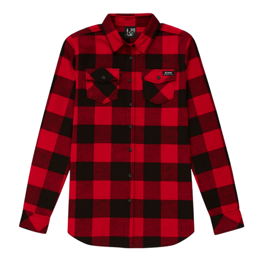 Women's Pocket Flannel Red and Black Shirt