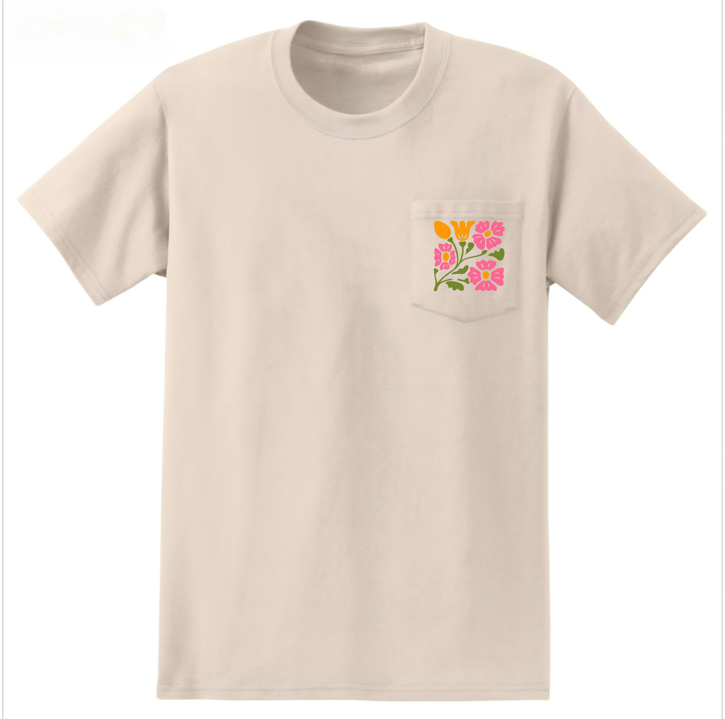 Roam Freely Flower Pocket Unisex Crew Neck T-Shirt