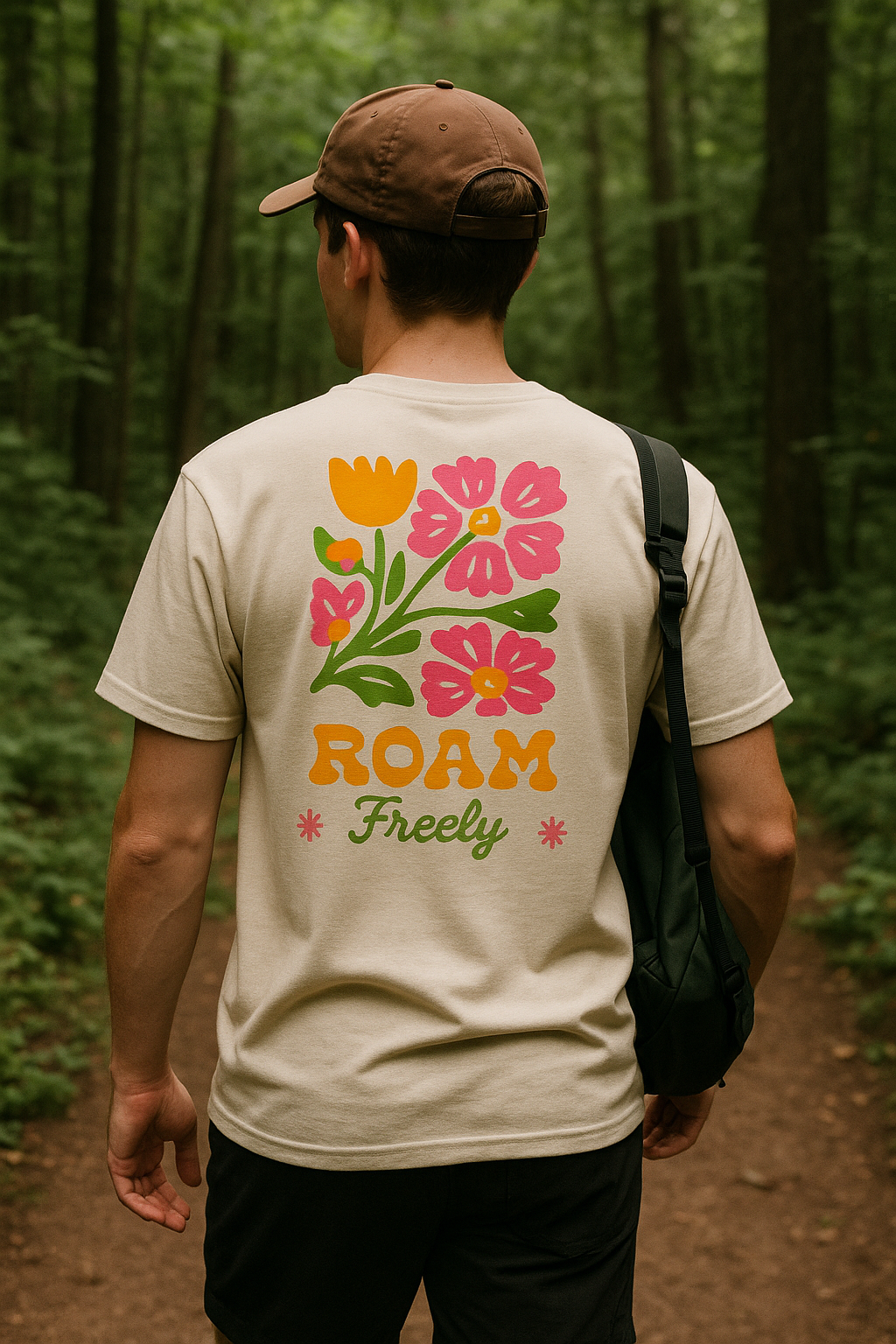 Roam Freely Flower Pocket Unisex Crew Neck T-Shirt