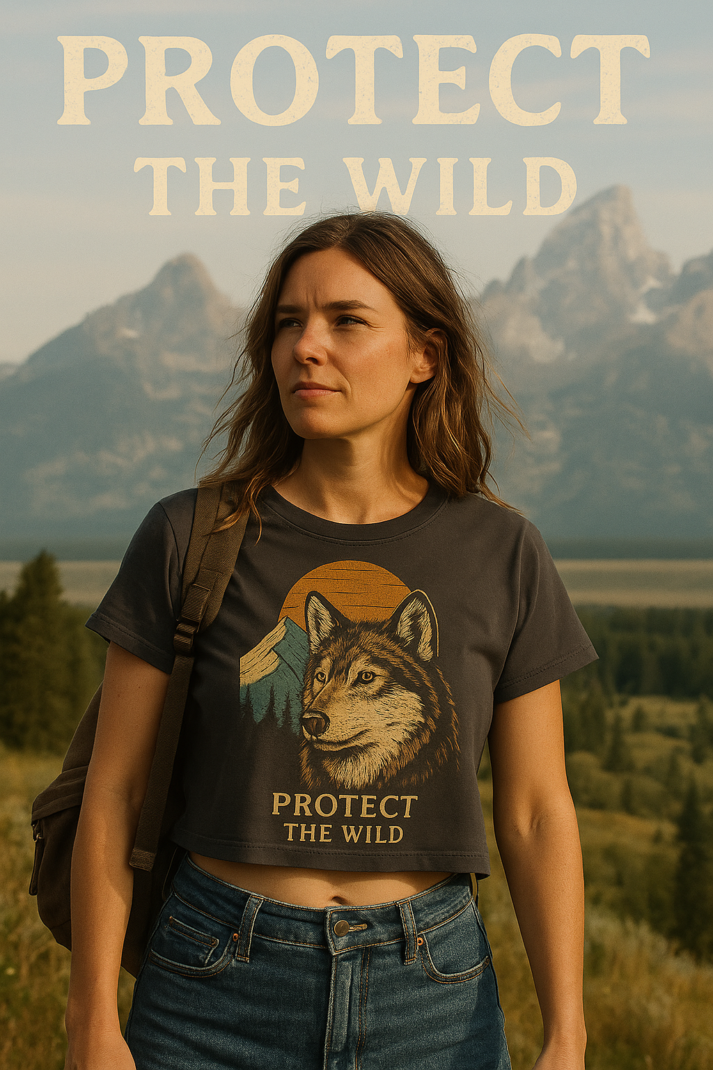 Protect The Wild Women's Black Crop Tee