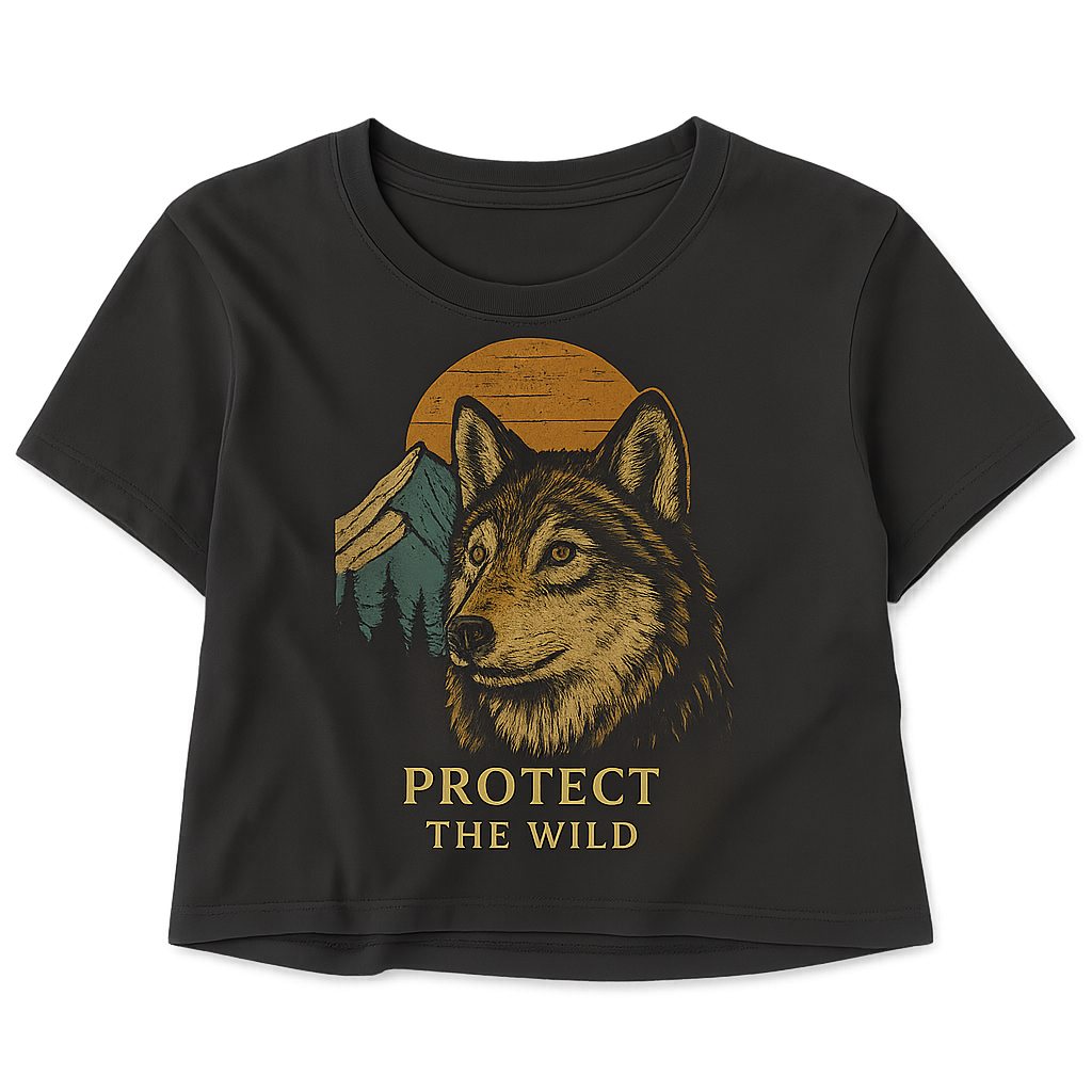 Protect The Wild Women's Black Crop Tee