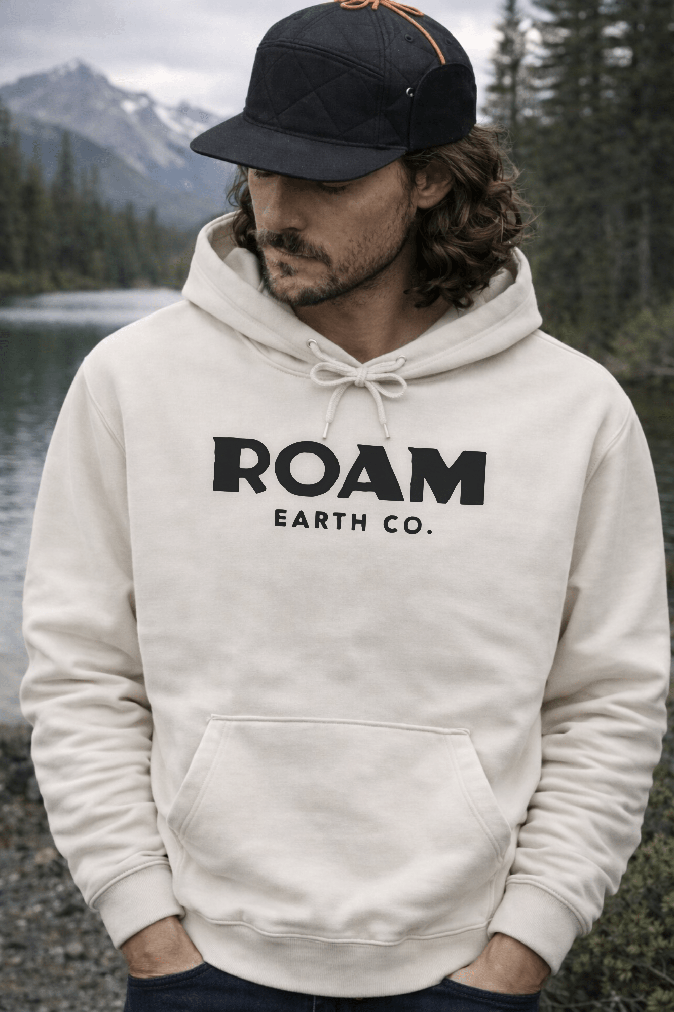 Roam Earth Co logo Vintage White Hoodie - Roam Earth Co.