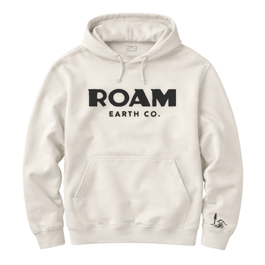 Roam Earth Co logo Vintage White Hoodie - Roam Earth Co.