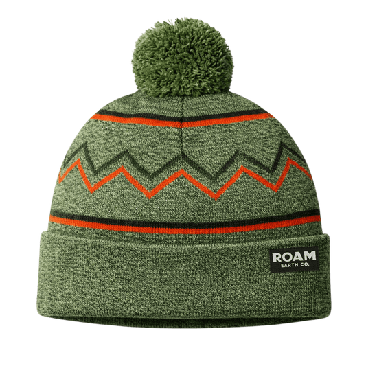 Roam Peak Pom Olive Beanie - Roam Earth Co.