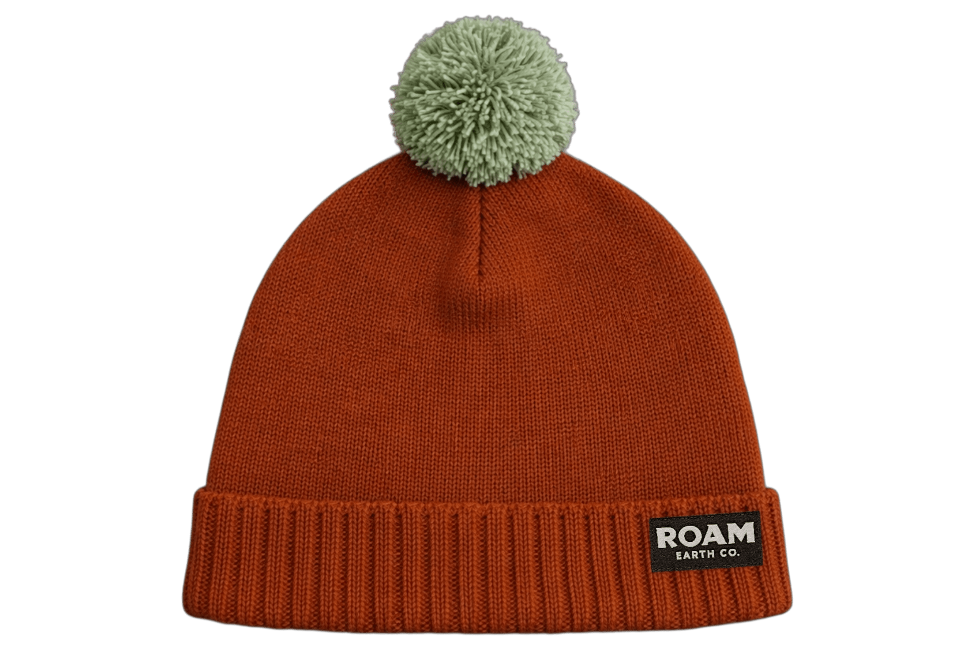 Rust and Sage Pom Wool Beanie - Roam Earth Co.
