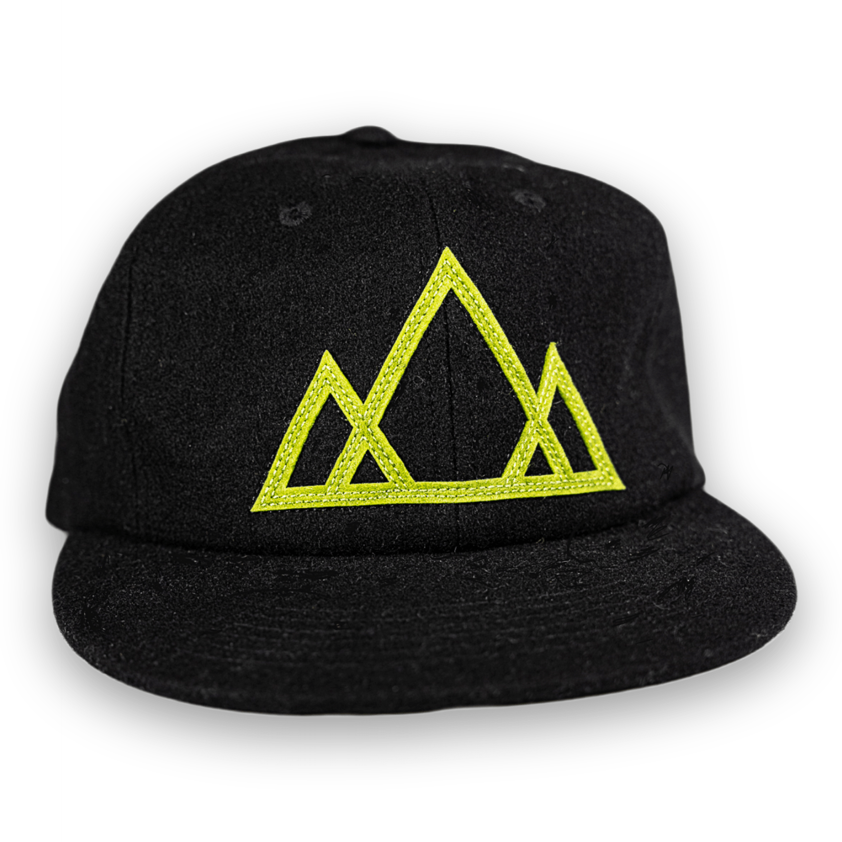 Vintage Wool Mountain Cap - Black With Green Mountain Logo - Roam Earth Co.