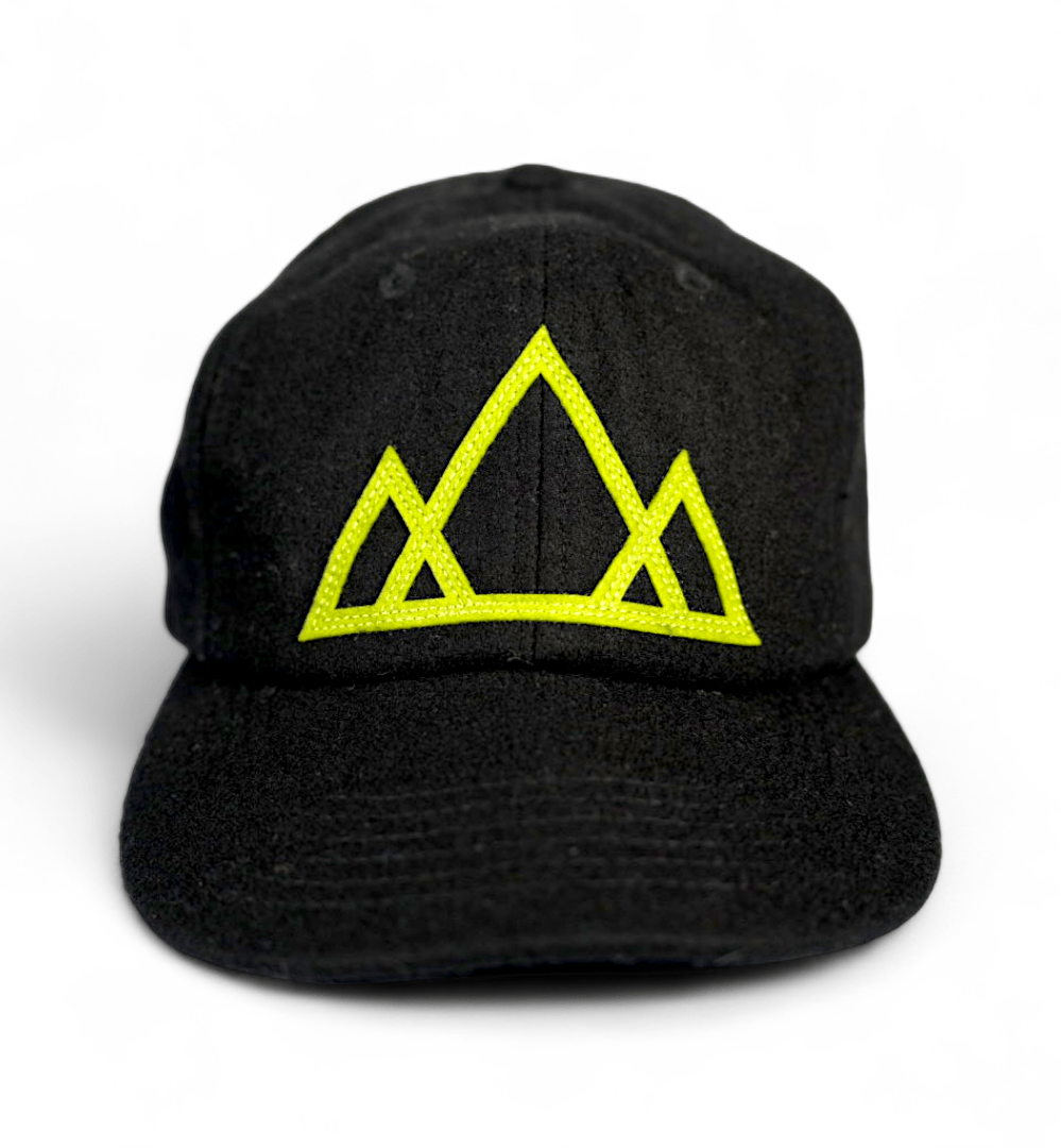 Vintage Wool Mountain Cap - Black With Green Mountain Logo - Roam Earth Co.