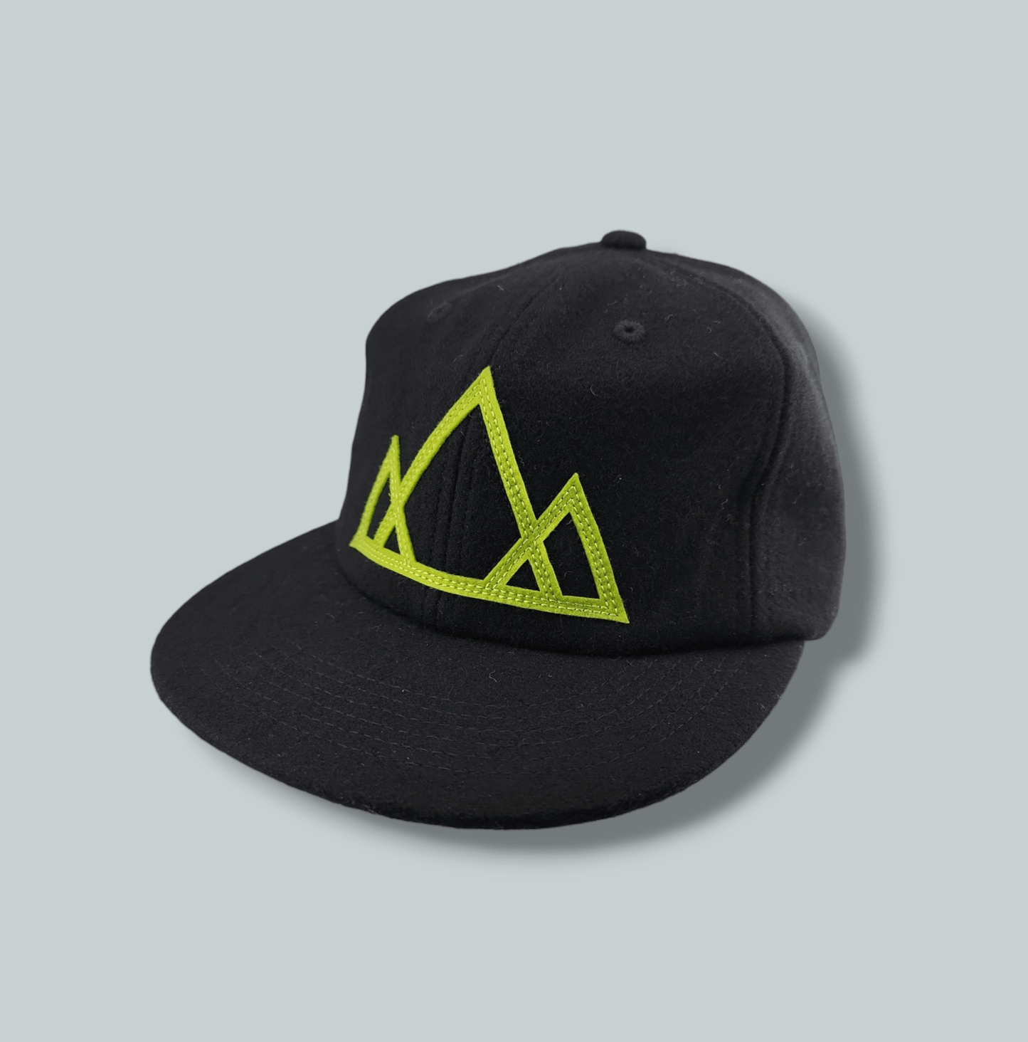 Vintage Wool Mountain Cap - Black With Green Mountain Logo - Roam Earth Co.