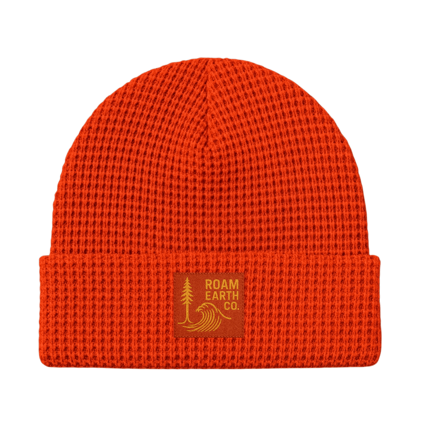 Waffle Knit Wool Fisherman Orange Beanie - Roam Earth Co.
