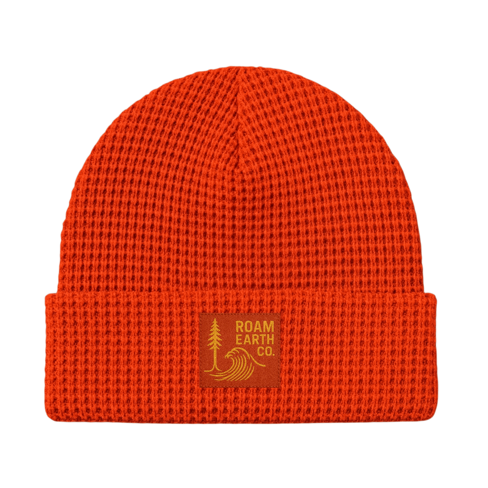 Waffle Knit Wool Fisherman Orange Beanie - Roam Earth Co.