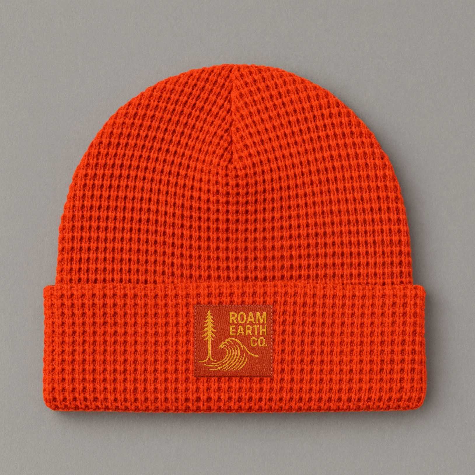 Waffle Knit Wool Fisherman Orange Beanie - Roam Earth Co.