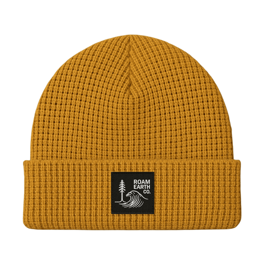 Waffle Knit Wool Wheat Yellow Beanie - Roam Earth Co.