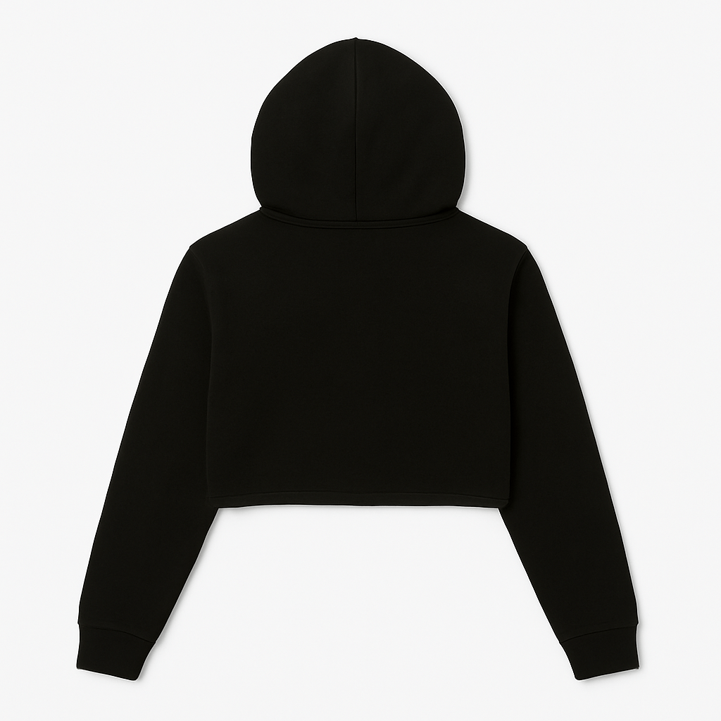 Women's Roam Earth Co. Logo Crop Fleece Black Hoodie - Roam Earth Co.