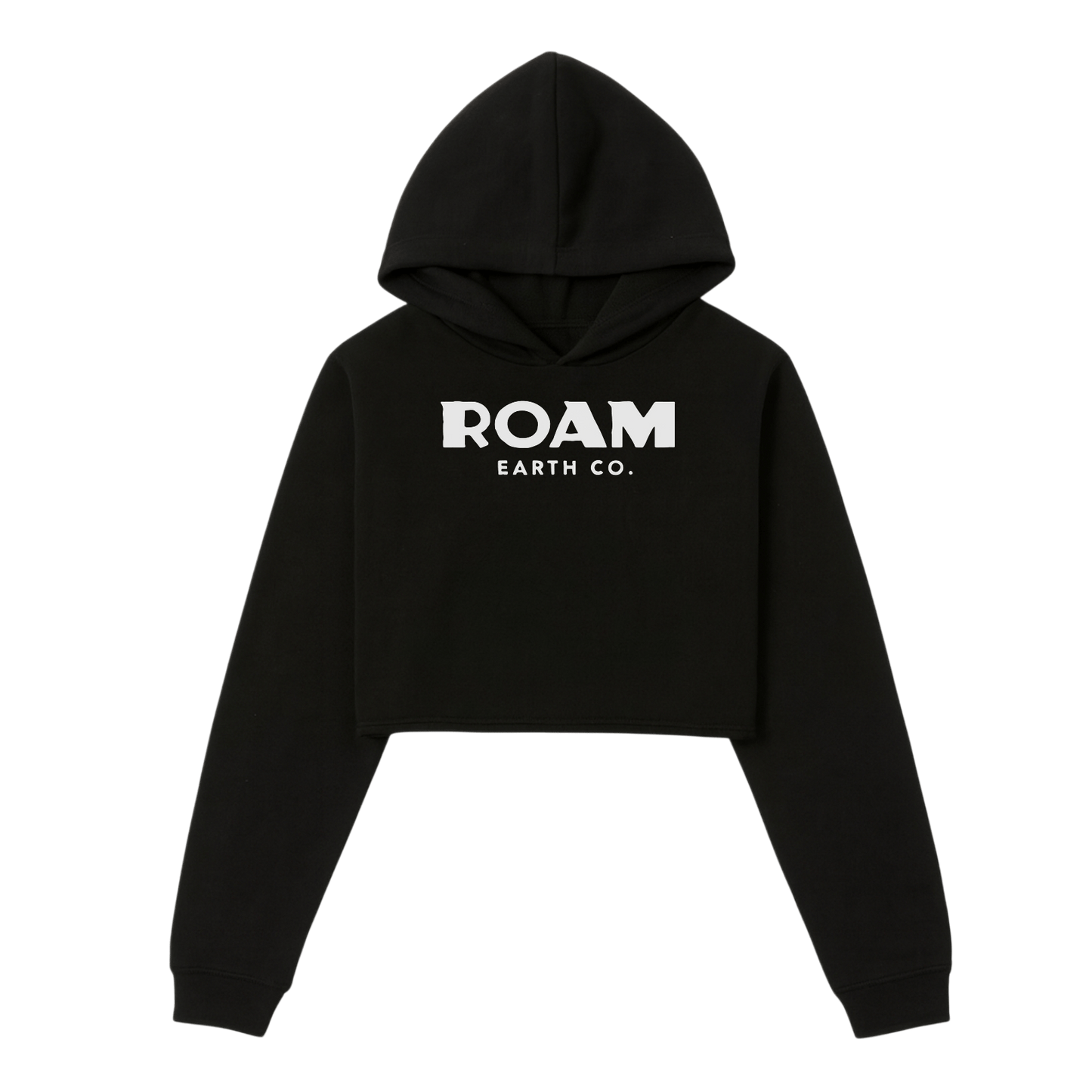 Women's Roam Earth Co. Logo Crop Fleece Black Hoodie - Roam Earth Co.
