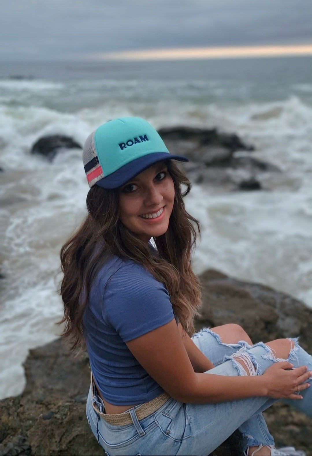 Women's ROAM Striped Trucker Cap - Roam Earth Co.