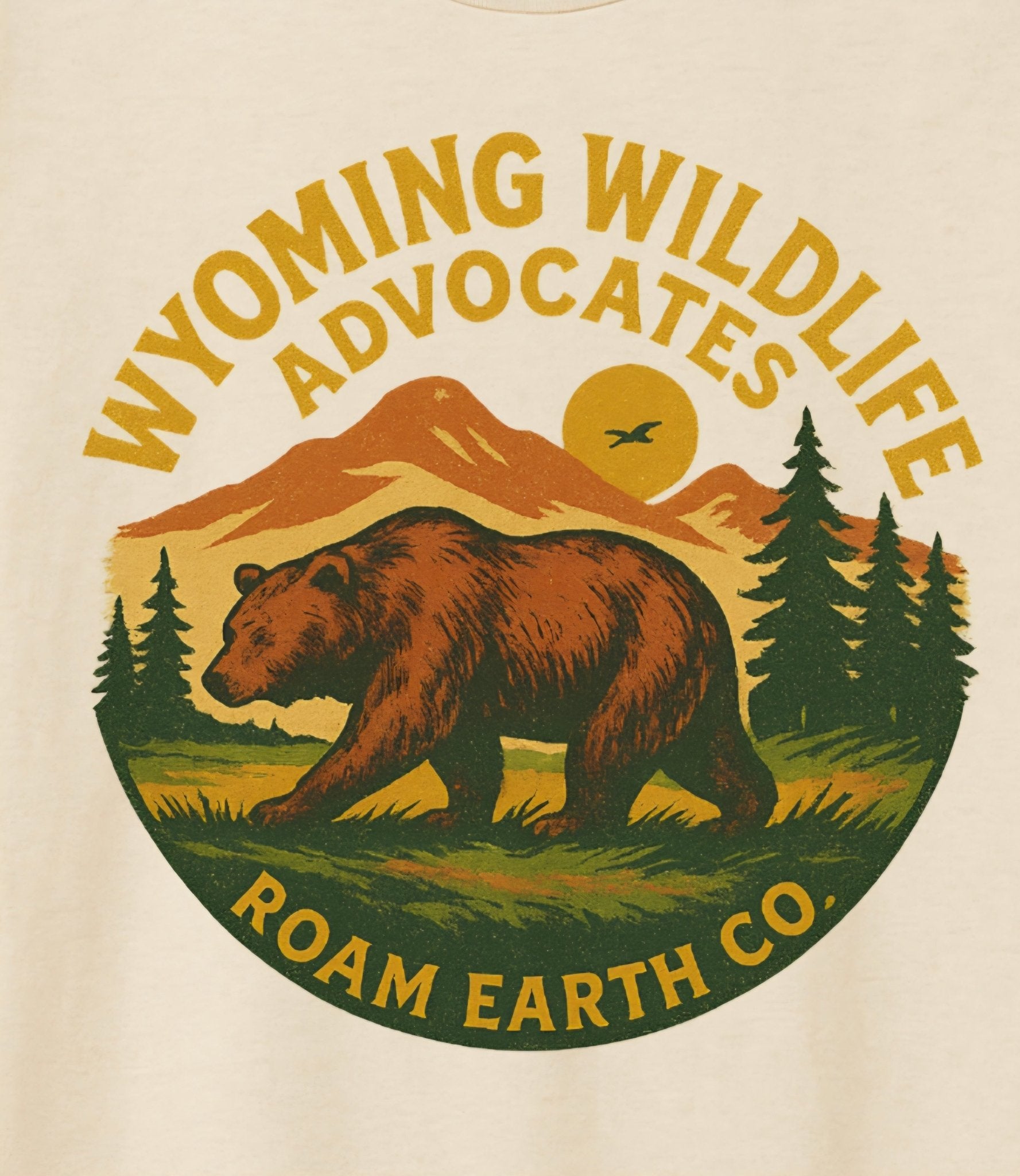Wyoming Wildlife Advocates + Roam Earth Co Collaboration Natural White Crew Neck T-Shirt - Roam Earth Co.