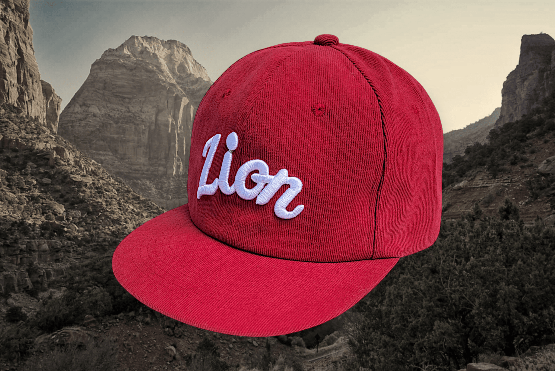 Zion National Park Red Corduroy Unstructured Snapback Cap - Roam Earth Co.
